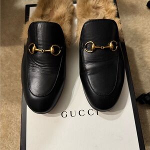 Gucci Black and Gold Loafers Slip-Ons